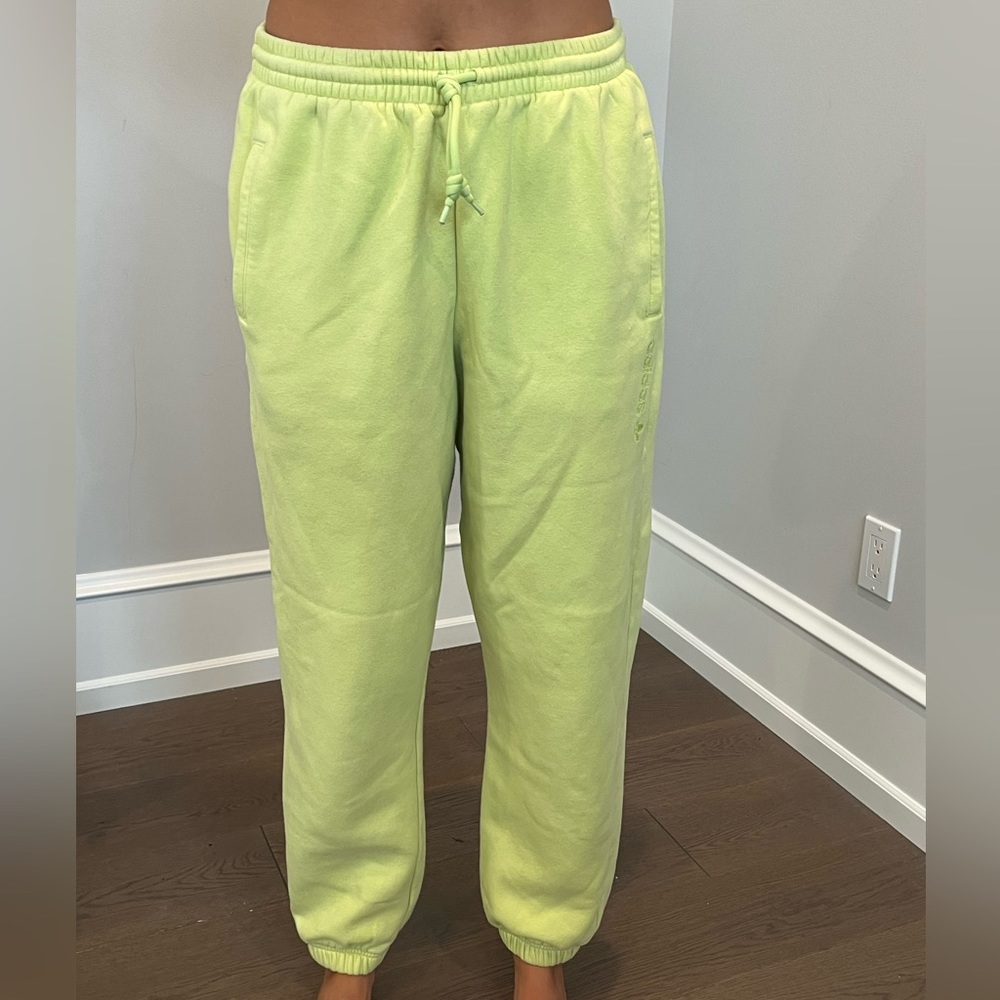 Adidas yellow green scrunch sweatpants